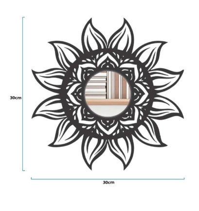 Espelho Sol de Mandala – Harmonia e Elegância para Seu Espaço