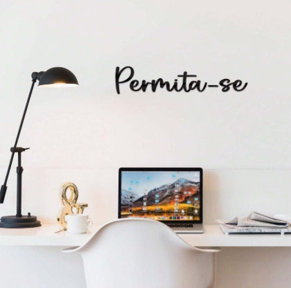 🖤 Quadro Decorativo Frase "Permita-se" – Adesivo MDF Preto