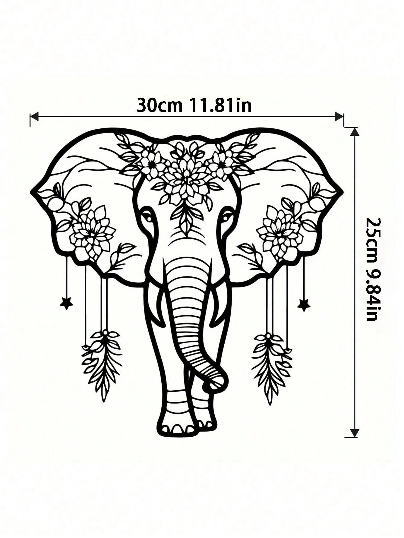 🐘✨ Arte de Parede Elefante Floral em Ferro ✨🐘