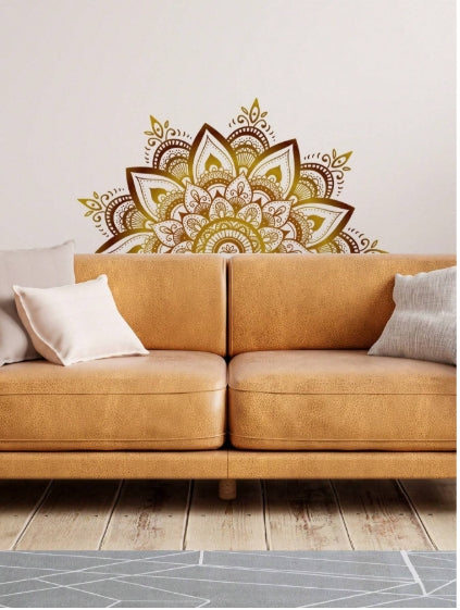🌿 Adesivos de Mandala Dourado – 2 peças- (27,5 x 55 cm cada)