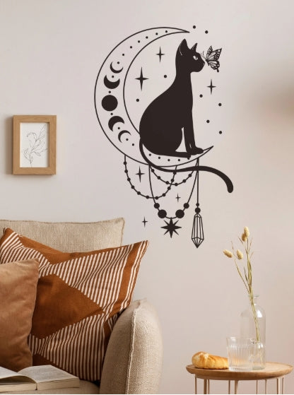 🌙 Adesivo Gato & Lua – 35x56cm