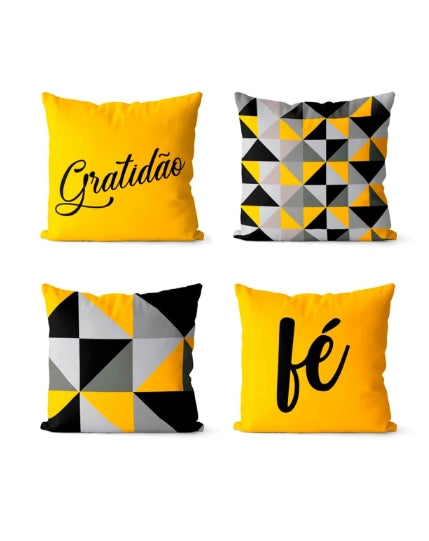 🌟 Kit 4 Capas de Almofadas – Fé e Gratidão