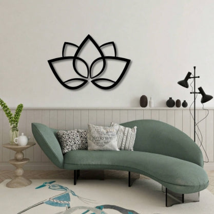 🌸 Quadro Decorativo Flor de Lótus – MDF Preto - Vários Tamanhos