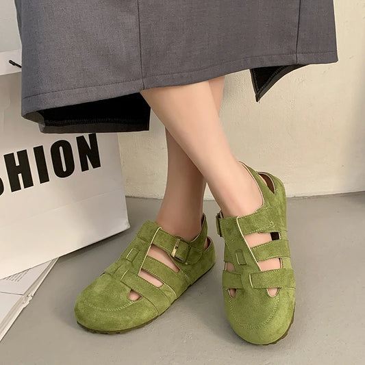 🌞 Sandália Feminina Baotou Camurça — Conforto, Leveza e Estilo Atemporal!
