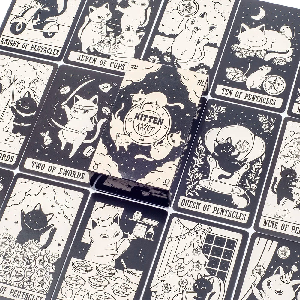 Kit de Cartas de Tarot "Kitten Tarot" – 78 Cartas para Leitura e Divinação