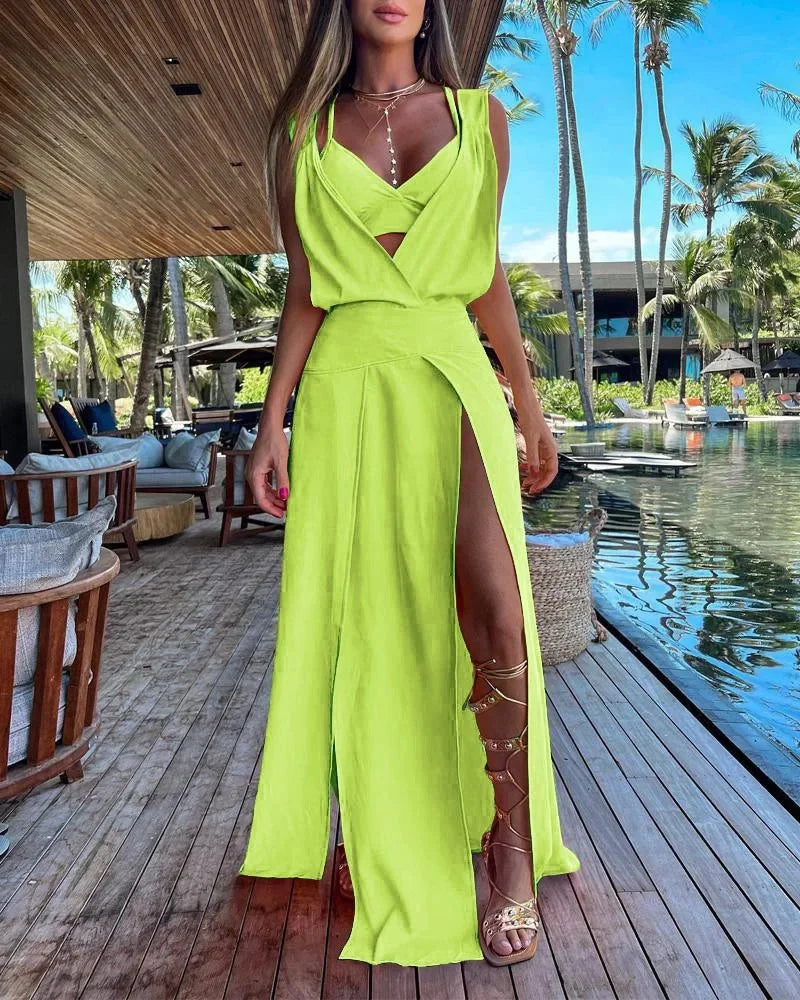 ✨ Conjunto 2 Peças com Vestido Longo e Colete