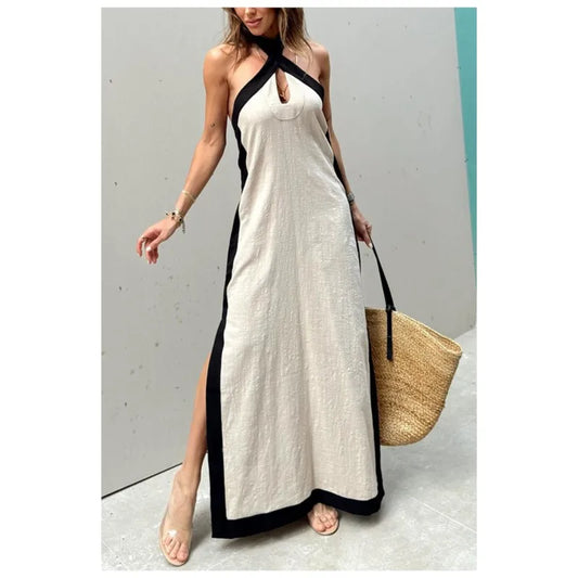 ✨ Vestido Longo com Alças Finas e Decote Halter