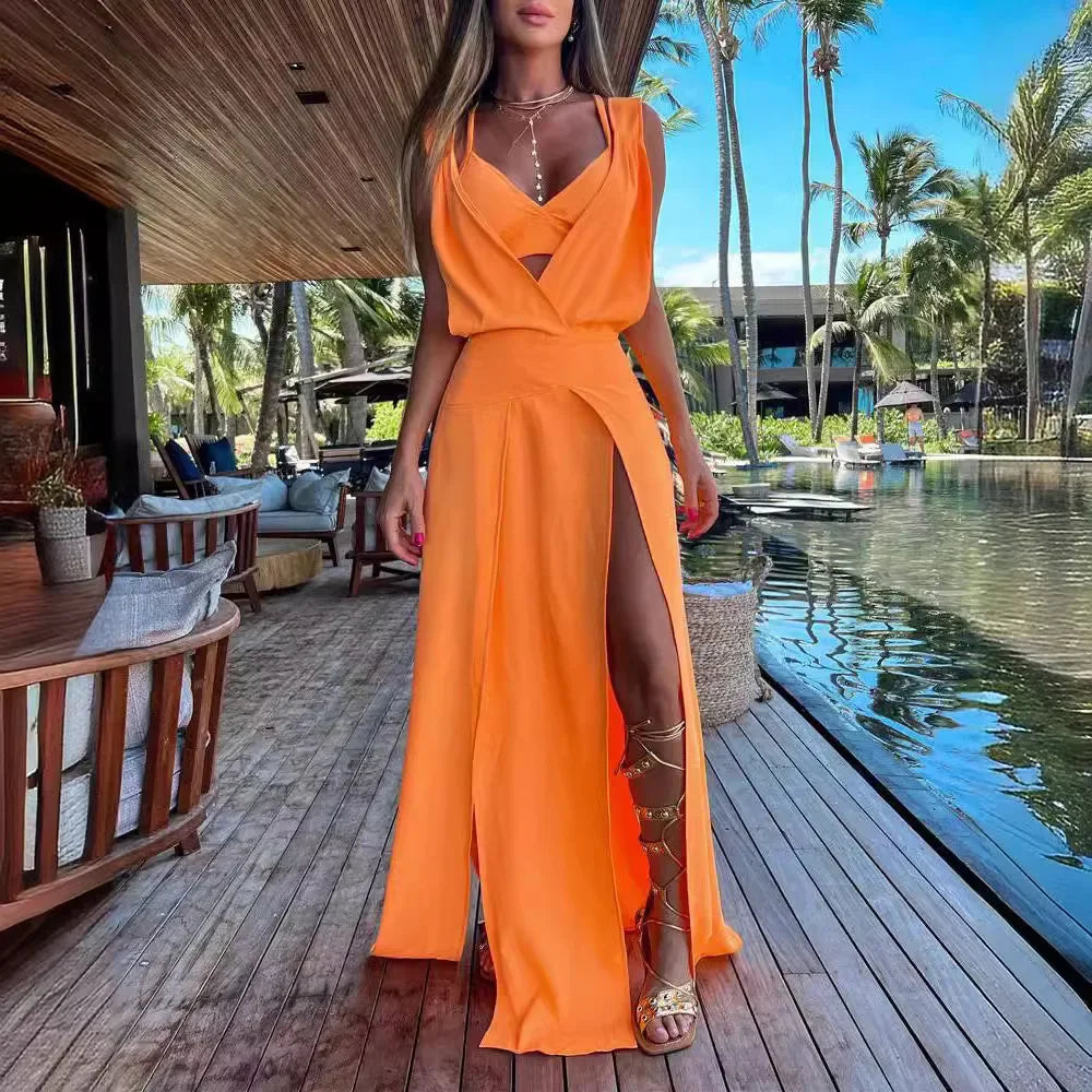 ✨ Conjunto 2 Peças com Vestido Longo e Colete