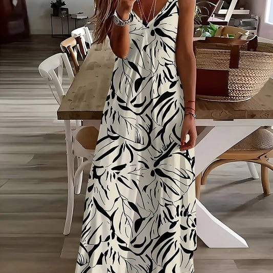 ✨ Vestido Longo Floral com Decote V