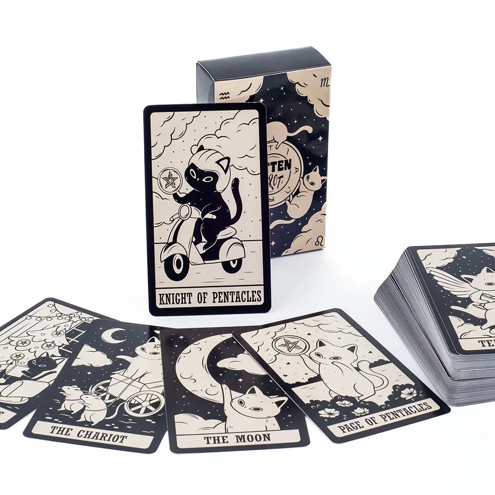 Kit de Cartas de Tarot "Kitten Tarot" – 78 Cartas para Leitura e Divinação